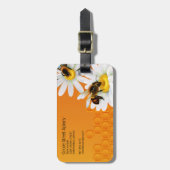 蜂蜜とデイジーフラワー ラゲッジタグ (正面縦)