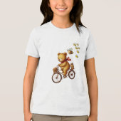 蜂蜜とミツバチで自転車に乗って愛らしいクマ|過去記事 トライブレンドTシャツ (正面)