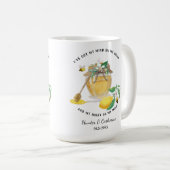 蜂蜜と可愛いミツバチのレモン花と葉 コーヒーマグカップ (正面右)