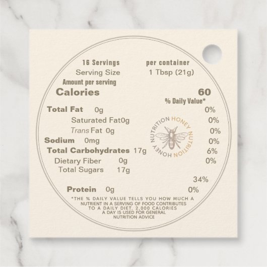 蜂蜜と栄養ファクトラベルアイボリークイーンビー フェイバータグ (裏面)