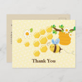 蜂蜜と花のサンキューカード インビテーションポストカード (正面/裏面)