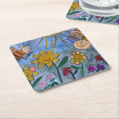 蜂蜜と花 スクエアペーパーコースター (アングル)