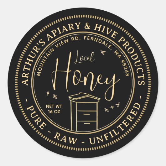 蜂蜜と蜂の巣生フィルターなし純粋な生 ラウンドシール (正面)