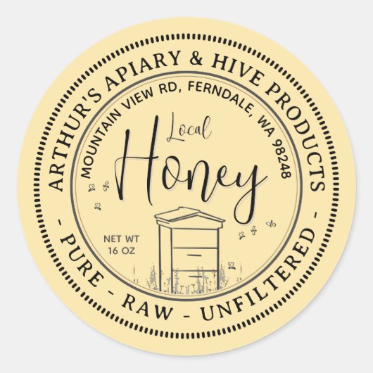 蜂蜜と蜂の巣生フィルターなし純粋な生 ラウンドシール (正面)