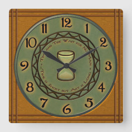 蜂蜜のかえでおよびマツ陶器の職人スタイル スクエア壁時計