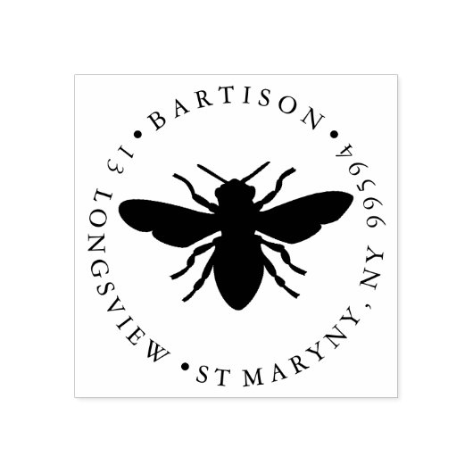 蜂蜜のまわりにラウンド差出人住所 ラバースタンプ (インプリント)