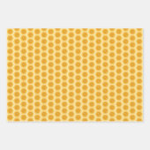 蜂蜜のハートとハニカムパターンのラッピング ラッピングペーパーシート (正面2)