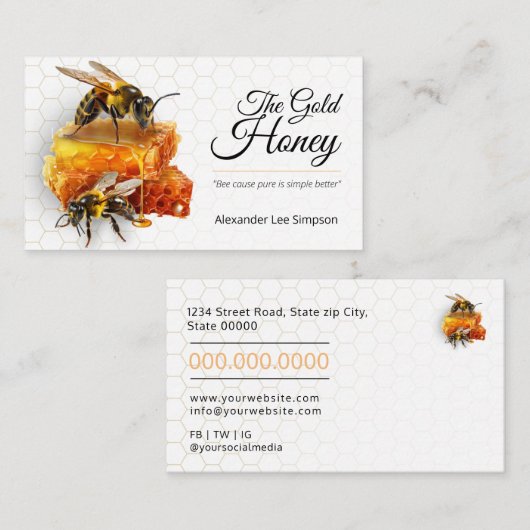 蜂蜜の売り手 – 養蜂家 名刺 (正面/裏面)