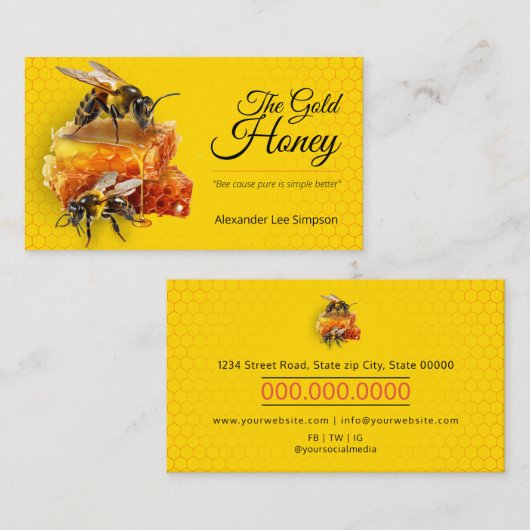 蜂蜜の売り手 – 養蜂家 名刺 (正面/裏面)