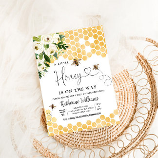 蜂蜜の小さな途中に蜂蜜のテーマ赤ちゃんシャワー 招待状