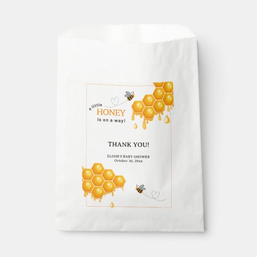 蜂蜜の少し行く途中のハニカムの赤ちゃんシャワー フェイバーバッグ (正面)