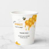 蜂蜜の少し行く途中のハニカムの赤ちゃんシャワー 紙コップ (正面)