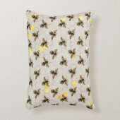 蜂蜜の巣の模様の黄色と金の灰色 アクセントクッション (正面(垂直))