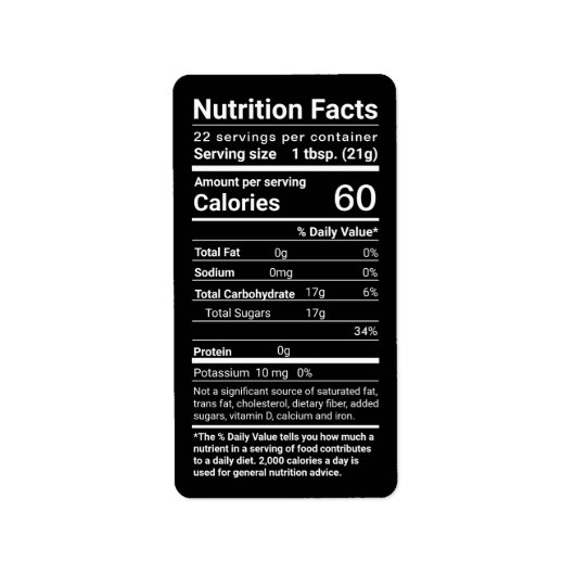 蜂蜜の栄養ファクト住所 シールブラック ラベル (正面)