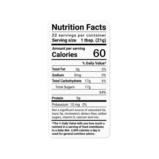 蜂蜜の栄養ファクト住所 シールホワイト ラベル (正面)