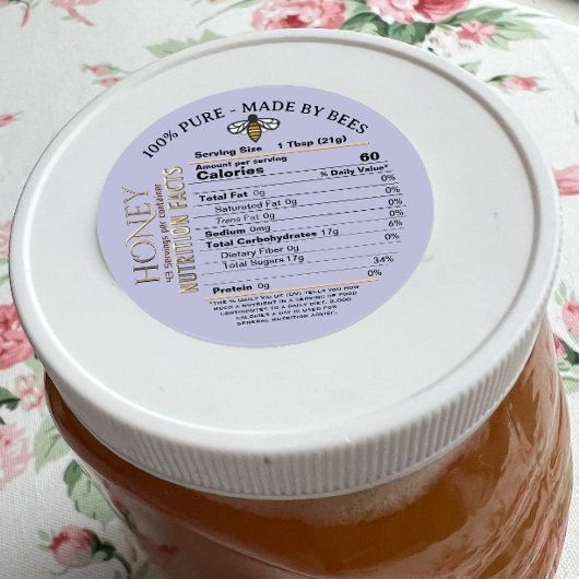 蜂蜜の栄養事実によって作られた100%純粋 ラウンドシール