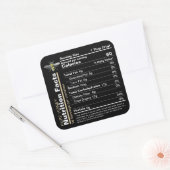 蜂蜜の栄養事実ラベルブラックイエロービー スクエアシール (封筒)