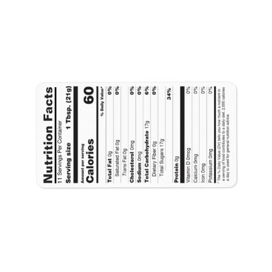 蜂蜜の栄養事実ラベル小2020白 ラベル (正面)