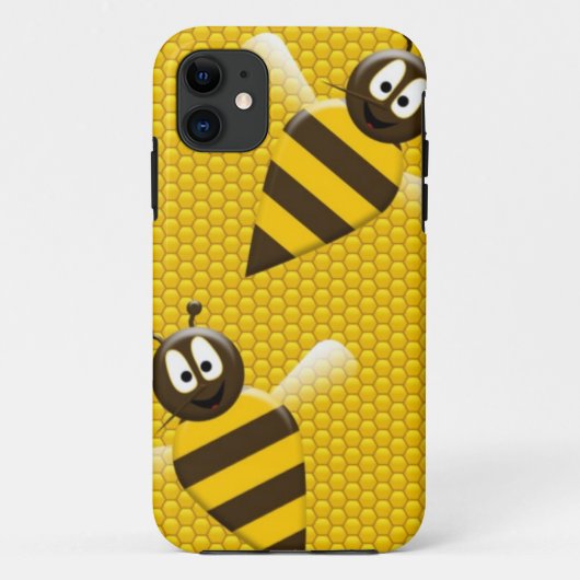 蜂蜜の櫛のイエロー・ゴールドの蜂の蜂パターン芸術 Case-Mate iPhoneケース (裏面)