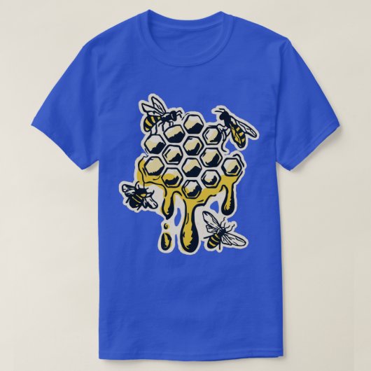 蜂蜜の櫛の上のミツバチ Tシャツ (デザイン正面)