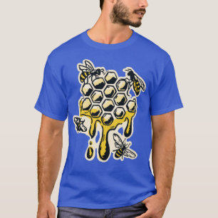 蜂蜜の櫛の上のミツバチ Tシャツ