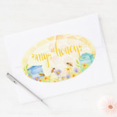 蜂蜜の瓶のステッカー 楕円形シール (封筒)