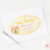 蜂蜜の瓶のステッカー 楕円形シール (封筒)