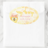 蜂蜜の瓶のステッカー 楕円形シール (バッグ)