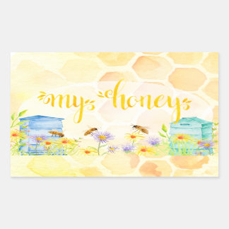 蜂蜜の瓶のステッカー 長方形シール