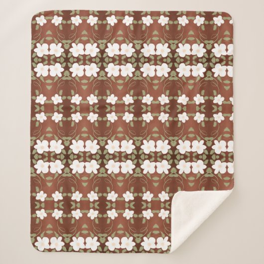 蜂蜜の茶色の花の毛布 シェルパブランケット (正面)