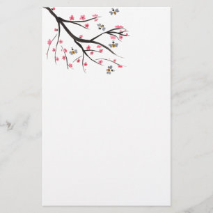 蜂蜜の蜂および静止した桜 便箋