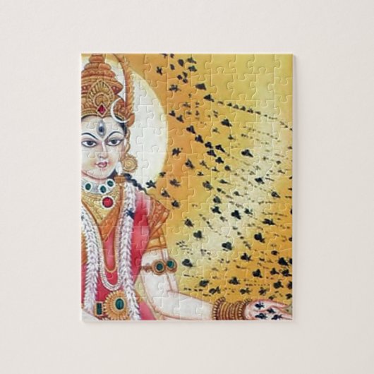 蜂蜜の蜂の古代ヴィンテージのアートワークの女神 ジグソーパズル (縦)