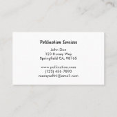 蜂蜜の蜂の授粉の名刺 名刺 (裏面)