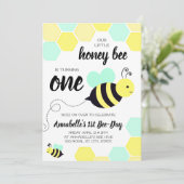 蜂蜜の蜂の男女兼用な最初誕生日 招待状 (スタンド正面)