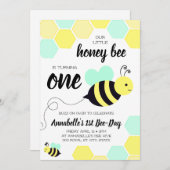 蜂蜜の蜂の男女兼用な最初誕生日 招待状 (正面/裏面)
