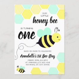 蜂蜜の蜂の男女兼用な最初誕生日 招待状