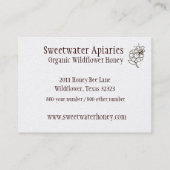 蜂蜜の蜂のApiaryの名刺 名刺 (裏面)