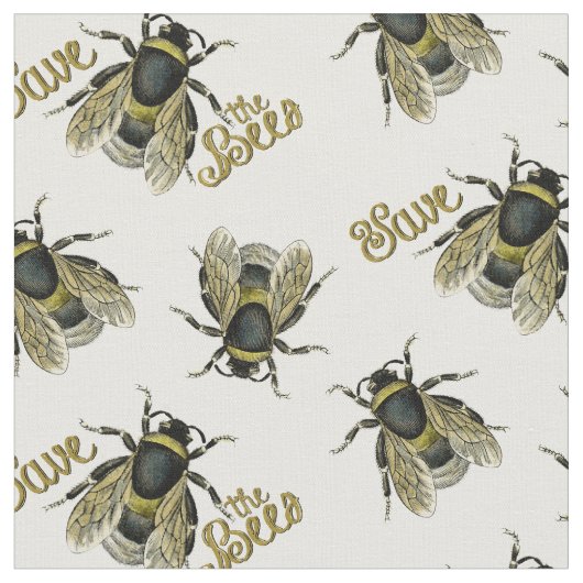 蜂蜜の蜂を救って下さい ファブリック (クローズアップ)
