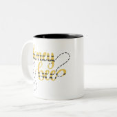 蜂蜜の蜂手のレタリングの原稿 ツートーンマグカップ (正面左)