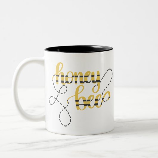 蜂蜜の蜂手のレタリングの原稿 ツートーンマグカップ (左)