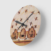 蜂蜜の蜂、養蜂家 ラウンド壁時計 (傾斜)