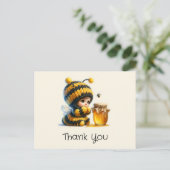 蜂蜜の衣装を着たかわいい女の子ありがとう ポストカード (スタンド正面)