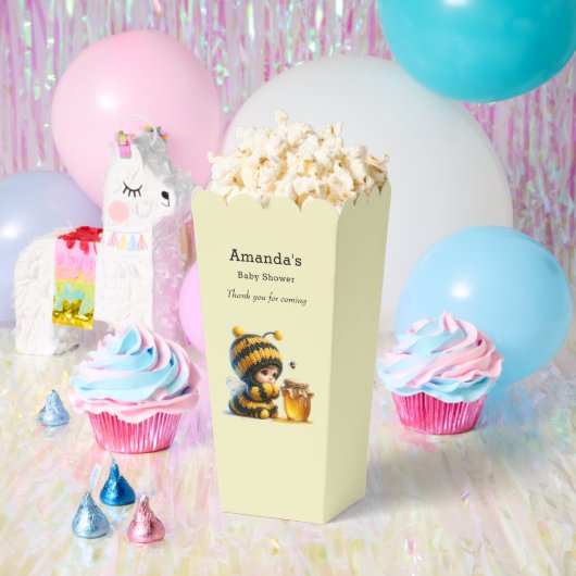 蜂蜜の赤ちゃんシャワーが付いた、かわいいビー服の少女|過去記事 フェイバーボックス (パーティー)