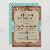蜂蜜は私がカップルの招待をするBBQの婚約パーティをします 招待状 (正面/裏面)