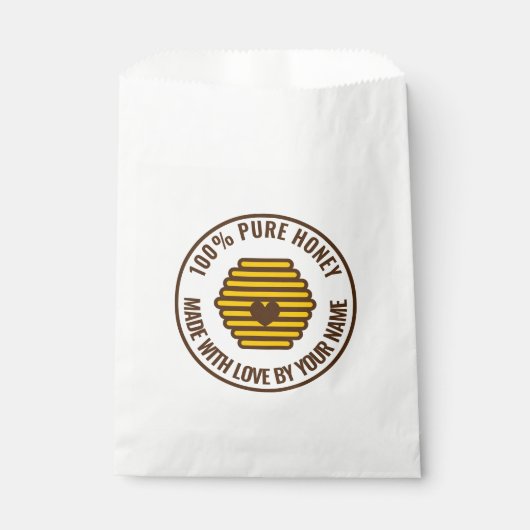 蜂蜜またはワックスのギフト用の蜂の巣ロゴの好意袋 フェイバーバッグ (正面)