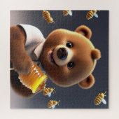 蜂蜜を愛する茶色のクマ食べの漫画 ジグソーパズル (横)