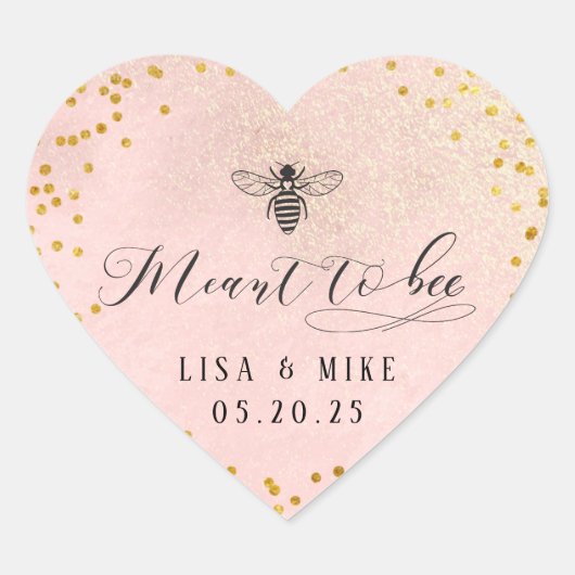 蜂蜜を目指したピンクの金ゴールドドット結婚式の引き出物 ハートシール (正面)