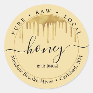 蜂蜜イエローラベル(ドリップと装飾フォント) ラウンドシール