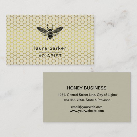 蜂蜜セラーアピアリストライムイエローヘキサゴン 名刺 (正面/裏面)