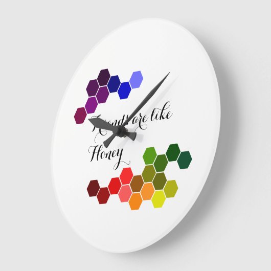 蜂蜜テーマ前向き語 ラージ壁時計 (傾斜)